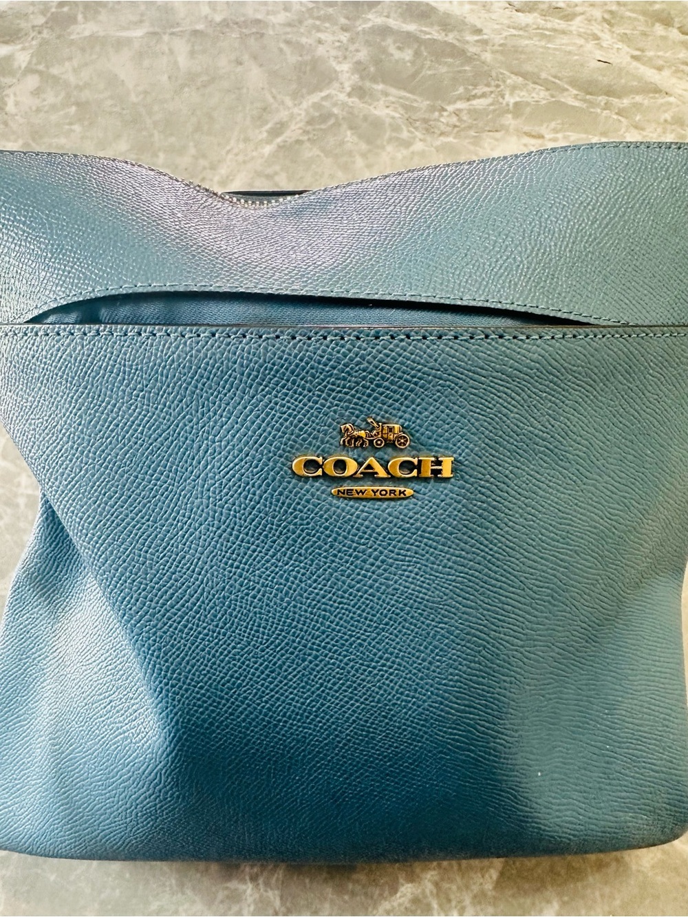 Coach Blue Sea Kitt Crossbody Bag Crossgrain Leather - Picture 5 of 7